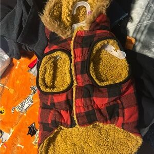 Vibrant Life Dog Clothes: Red & Black Buffalo Plaid Peacoat, Medium